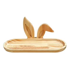 Adorable bandeja de madera con forma de conejo, bandeja decorativa de Pascua con orejas de conejo para fiestas de Pascua, producto de temporada de Vietnam - Product Image 1