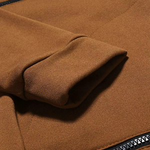 Sweat à capuche unisexe marron coupe classique décontracté couleur unie en polaire polyester/coton coupe-vent respirant pour l'automne - Product Image 5