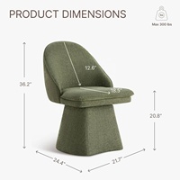 Chaise de salle à manger moderne pivotante chaise d'appoint en tissu de lin rembourré pour cuisine salle à manger chambre à coucher meubles de maison vert mousse