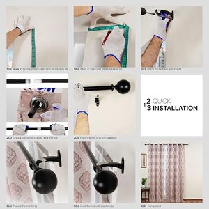 ราวม่านสีดำคลาสสิกพร้อมปลายม่านแบบดั้งเดิม ทำจากโลหะทนทาน เส้นผ่านศูนย์กลาง 0.75-0.99 นิ้ว - Product Image 6
