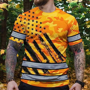 Skull High Visibility Shirt Men Reflective Safety Shirts Flag Custom Name Workwear Runners, <b>Walkers</b> Patriotic Safety Shirts - Product Image 6