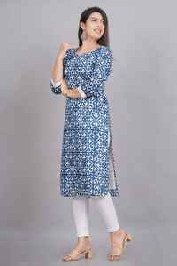 ชุดคุर्ติผ้าฝ้ายพิมพ์ลายดอกไม้สำหรับผู้หญิง แขนสามส่วน ความยาวคลุมเท้า สไตล์ชาติพันธุ์ ใส่สบาย ระบายอากาศได้ดี เป็นมิตรกับสิ่งแวดล้อม สไตล์อินเดีย เหมาะสำหรับงานเทศกาล - Product Image 6