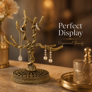 Vintage Brass Jewelry <b>Tree</b> <b>Stand</b> Decorative Necklace Bracelet Ring Holder Elegant Display Organizer for Vanity Storage and Decor - Product Image 2