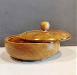 Elegant Style Wooden Serving <b>Bowl</b> <b>With</b> <b>Lid</b> Round Shape For Tableware Dinnerware Snack Home Decor Serving <b>Bowl</b> At Best price - Product Image 2