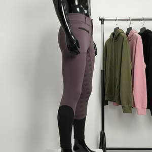 Pantalones ajustados de equitación para mujer, de color liso, personalizados y de alta calidad, fabricados en fábrica, para competición. - Product Image 2