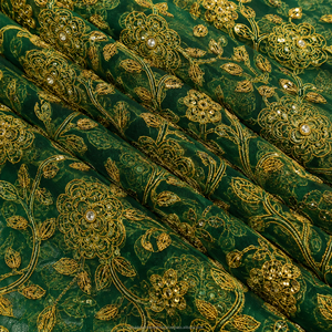Tissu en dentelle filet africaine nigériane écologique très demandé, richement perlé à la main, pour robe George, pour mariage, pour femme - Product Image 1