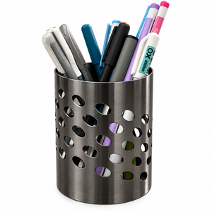 Porte-stylo en métal pour bureau, design creux en cuivre rose doré, organiseur de crayons, fournitures de bureau - Product Image 3