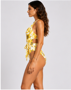 Girl one piece swimsuit <b>animal</b> <b>pattern</b> one shoulder swimwear sexy beachwear summer bathing suit custom print private label OEM - Product Image 2
