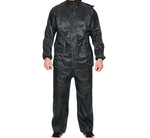 Men's Black Waterproof Rain Suit Full Sleeve <b>Jacket</b> And Pants With Reflective Stripe All Seasons Adult Wear Wholesale - Product Image 5
