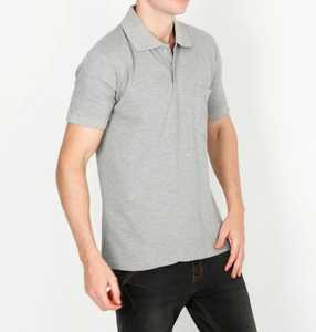 Golf Top Sportswear Premium Heavyweight Knitted Men's 100% Cotton Men's Casual Solid Grey Short Sleeve <b>Polo</b> <b>Shirt</b> - Product Image 3