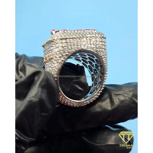 Anillo Redondo de Plata de Ley 925 con Diamante Moissanita, Tono Dorado, Joyería de Lujo con Incrustaciones de Diamantes para Compradores Mayoristas - Product Image 5