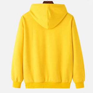 เสื้อฮู้ดสีเหลืองสำหรับผู้ชาย ลายพิมพ์สไตล์จีน ทรงปกติ ผ้าถัก 100% คอตตอน ยืดหยุ่น ใส่สบาย เหมาะสำหรับฤดูหนาว - Product Image 3