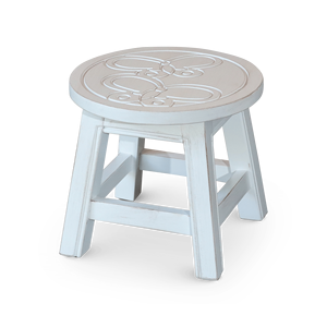 Antique White Carved Wooden <b>Step</b> <b>Stool</b> with Butterflies Other Kids' Furniture - Product Image 1