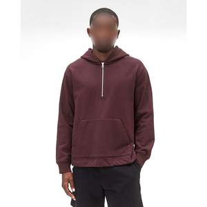 Ensemble de survêtement décontracté 2 pièces de qualité supérieure, disponible en différentes couleurs, pour hommes, avec sweat à capuche demi-zip et short. - Product Image 1
