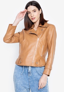 Nouvelle veste matelassée élégante pour femme en cuir véritable avec col à revers, respirante, coupe ajustée disponible, vestes en cuir rouge - Product Image 6