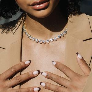 Collar llamativo de cadena de tenis con corte de corazón estilo hip-hop, chapado en oro de 18K, joyería de lujo para mujer para bodas - Product Image 2