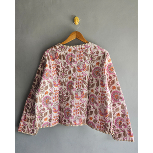Floral Quilted Cotton Jacket for Women Reversible Printed <b>Cardigan</b> Boho Casual Outerwear for <b>Spring</b> Summer gift for her - Product Image 6