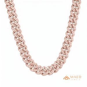Collier en Moissanite Plaqué Or Rose, Chaîne Maille Cubaine, Élégant, pour Femme et Homme, Cadeau de Fête, Style Hip Hop, Bijoux de la Ville de New York, États-Unis - Product Image 1