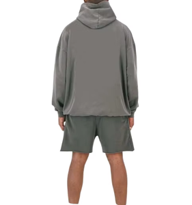 Vêtements décontractés d'hiver pour hommes, ensemble sweat-shirt et short en molleton deux pièces, 100% coton, streetwear, séchage rapide, broderie personnalisée - Product Image 4