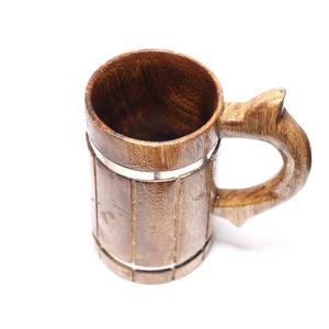Hand Carved Wooden <b>Mug</b> Engraved <b>Tree</b> Design Polished Brown Handle Cup for Gift and Home Decor - Product Image 2