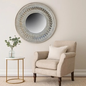 Designer Circular Accent <b>Mirror</b> for Modern Homes Textured Artisan Border with Sophisticated Vintage Appeal - Product Image 1