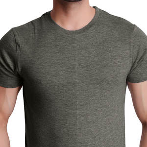 Camiseta de algodón de 230 g/m² para hombre, hombros caídos, oversize, verde oliva melange, lisa, estilo urbano, para impresión personalizada OEM - Product Image 3