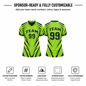 Maillot de baseball col en V de qualité supérieure, manches courtes, impression par sublimation, évacuation de l'humidité, 100 % polyester, design personnalisé pour équipe adulte unisexe - Product Image 4
