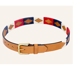 Premium Quality Vintage Style Polo <b>Belt</b> with Geometrical Design and Alloy Pin Buckle - Product Image 1