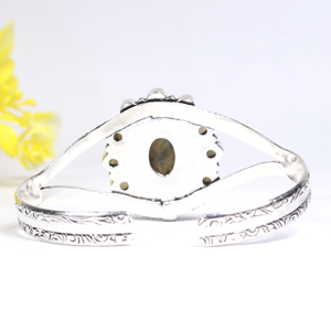Pulsera de Plata de Ley 925 Hecha a Mano con Gemas, Diseño de Racimo, con Labradorita Natural, Brazalete de Diseñador, Superventas - Product Image 2