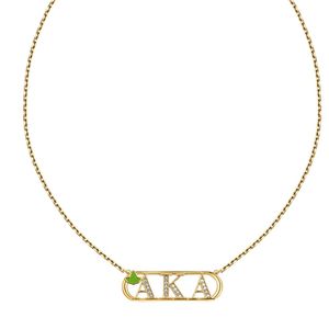 Gold Letter Pendant <b>Necklace</b> with Green Leaf Accent Fine Chain Minimalist <b>Statement</b> Women Fashion Jewelry Elegant Everyday - Product Image 3