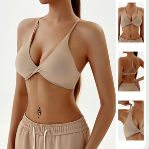Soutien-gorge de sport classique à col rond, respirant, écologique, en Spandex/Nylon, avec bretelles réglables à l'avant, en maille, maintien moyen, pour Yoga et Cardio - Product Image 4