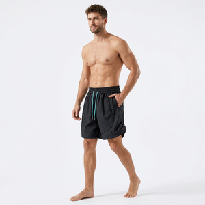 <b>Men</b> <b>Black</b> Quick Dry Drawstring <b>Shorts</b> High Waist Casual Loose Fit With Pockets Solid Color Polyester Sport <b>Shorts</b> - Product Image 2