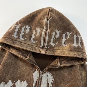 Sudadera con Capucha Oversize Premium para Hombre, Estilo Urbano, con Lavado Ácido, Estampado Gráfico de Letras, 100% Algodón, Otoño - Product Image 6
