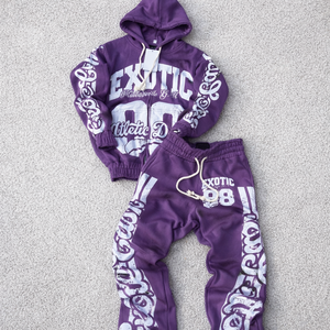 ชุดกีฬาผู้ชายคุณภาพสูงแบบย้อมสีเอซิด พิมพ์ลายกางเกงวอร์มและเสื้อฮู้ดดี้ สำหรับผู้ชาย Habillement Homme Complet 2026 - Product Image 1