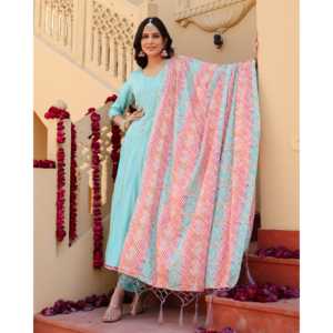 Conjunto de Traje de Gasa y Rayón Azul Cielo Talla XS para Mujer, Marca Ella - Product Image 5