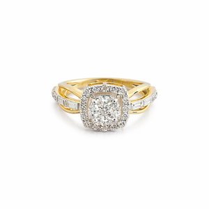 แหวนหมั้นเพชรทรงกลมประดับเพชรรอบวง ทองคำขาว 18K สำหรับผู้หญิง ดีไซน์แหวนแยกส่วน ประดับเพชรแบบ Pave Band เครื่องประดับชั้นดีสำหรับงานแต่งงาน - Product Image 1