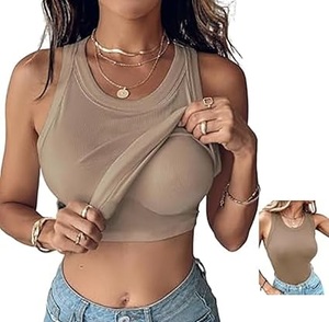 Women's Pink Ribbed <b>Bra</b> Top With Yellow And <b>Blue</b> Trim Racerback Sporty Style Wire Free Seamless Crop Top Summer Wear Built <b>Bras</b> - Product Image 2
