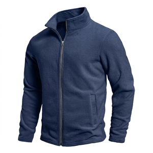 Polar Fleece Casual Winter <b>Jacket</b> Stand up Collar Washed Zipper Long Sleeved <b>Cardigan</b> <b>Men's</b> Standard Coat OEM - Product Image 4