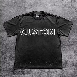 T-shirt personnalisé vintage streetwear pour homme, vêtement haut de gamme OEM, 100% coton lourd, style décontracté, design complexe - Product Image 2