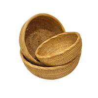 Plateau de service de luxe en carton, écologique, tressé à la main en rotin naturel, avec anneaux de serviette, D20cm, pour gâteaux, pains et pique-niques