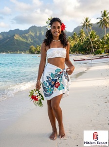 Paréo Hawaïen Personnalisé en Satin, Sarong Polynésien Floral, Cache-Maillot de Plage Léger en Rayonne 100% Tissu Mousseline OEM ODM - Product Image 4