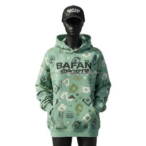 Sweat à capuche en polaire premium pour femme, 340 GSM, mélange de coton doux, imprimé intégral, logo personnalisé sur le devant, impression en relief, vêtements décontractés, sweats à capuche basiques - Product Image 6