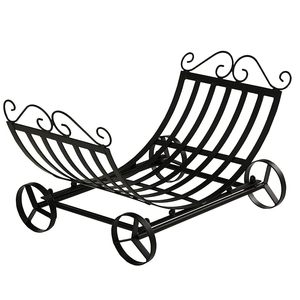 Porte-bûches classique en fer avec roues pour le stockage du bois de chauffage, forme rectangulaire, finition thermolaquée - Product Image 4