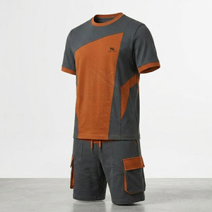 Conjunto de Camiseta y Pantalones Cortos de Verano para Hombre con Logotipo Personalizado, Dos Piezas, Color Sólido, Transpirable, Informal - Product Image 4