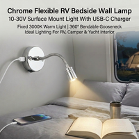 Lampe de lecture LED pour camping-car, col de cygne, fixation murale, lampe de chevet, chargement USB-C, alliage d'aluminium, blanc chaud 3000K, pour camping-car, caravane, camping-car