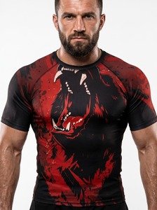 Camiseta Deportiva de Compresión de Manga Corta para Hombre, Diseño de Dragón Rojo y Negro, Secado Rápido, para Adultos, MMA, BJJ, Grappling - Product Image 2