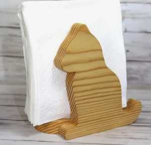 Wooden Napkin Holder With Light Base Dark Upright Panels Cactus Cutout Southwestern Style Dining <b>Table</b> Organizer - Product Image 3