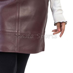 Jupe vintage matelassée taille haute en similicuir PU avec fermeture éclair, style européen et américain, pour femme, avec dentelle et anti-plis - Product Image 5