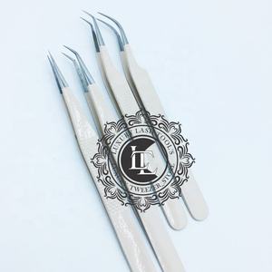 Pince à cils en acier inoxydable de qualité supérieure revêtement en poudre nue pince à épiler à pointe d'argent testée à la main marque privée - Product Image 5