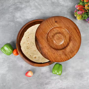 Wood Carving Wooden Chapati <b>Box</b> Roti Dabba Acacia Wood Roti Storage Container <b>Brown</b> Roti Server Basket for Kitchenware - Product Image 4